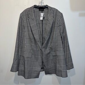 Tahari Black & White Glen Plaid Blazer